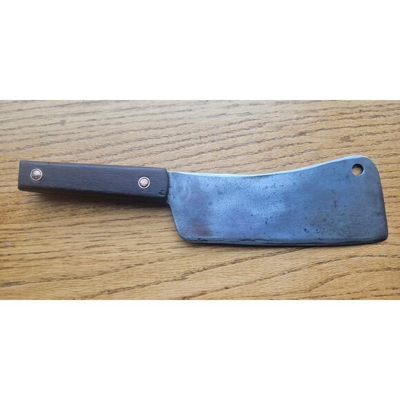 Vintage Butcher Meat Cleaver Wood Handle, 12" Overall, 7” Blade 11oz UNBRANDED - Picture 1 of 10